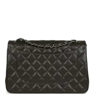 Chanel Chanel Jumbo Classic Double Flap Bag Dark Grey Caviar Silver Hardware | Thumbnail 4 Chanel Chanel Jumbo Classic Double Flap Bag Dark Grey Caviar Silver Hardware | Thumbnail 4