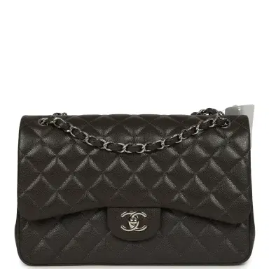 Chanel Chanel Jumbo Classic Double Flap Bag Dark Grey Caviar Silver Hardware | Thumbnail 1 Chanel Chanel Jumbo Classic Double Flap Bag Dark Grey Caviar Silver Hardware | Thumbnail 1