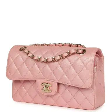 Chanel Chanel Small Classic Double Flap Bag Pink Iridescent Caviar Light Gold Hardware | Thumbnail 5 Chanel Chanel Small Classic Double Flap Bag Pink Iridescent Caviar Light Gold Hardware | Thumbnail 5