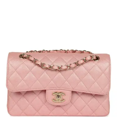 Chanel Chanel Small Classic Double Flap Bag Pink Iridescent Caviar Light Gold Hardware | Thumbnail 1 Chanel Chanel Small Classic Double Flap Bag Pink Iridescent Caviar Light Gold Hardware | Thumbnail 1
