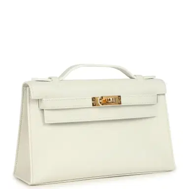 HERMÈS Hermes Kelly Pochette White Swift Gold Hardware | Thumbnail 2 HERMÈS Hermes Kelly Pochette White Swift Gold Hardware | Thumbnail 2
