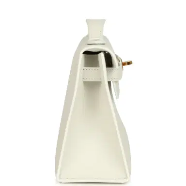 HERMÈS Hermes Kelly Pochette White Swift Gold Hardware | Thumbnail 3 HERMÈS Hermes Kelly Pochette White Swift Gold Hardware | Thumbnail 3