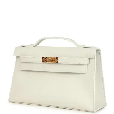 HERMÈS Hermes Kelly Pochette White Swift Gold Hardware | Thumbnail 5 HERMÈS Hermes Kelly Pochette White Swift Gold Hardware | Thumbnail 5