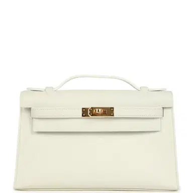 HERMÈS Hermes Kelly Pochette White Swift Gold Hardware | Thumbnail 1 HERMÈS Hermes Kelly Pochette White Swift Gold Hardware | Thumbnail 1