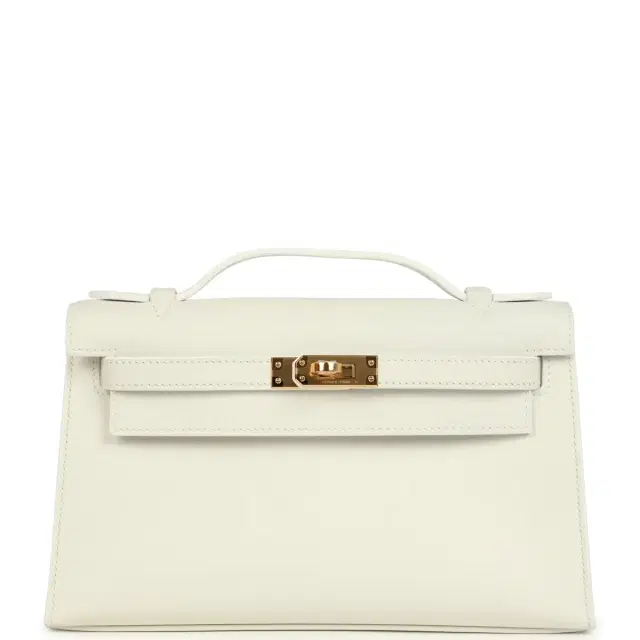 hermes Hermes Kelly Pochette White Swift Gold Hardware