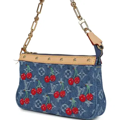 Louis Vuitton Louis Vuitton X Takashi Murakami Cherry Pochette Accessories Denim Monogram Gold Hardware | Thumbnail 5