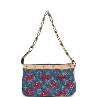 Louis Vuitton Louis Vuitton X Takashi Murakami Cherry Pochette Accessories Denim Monogram Gold Hardware | Thumbnail 6