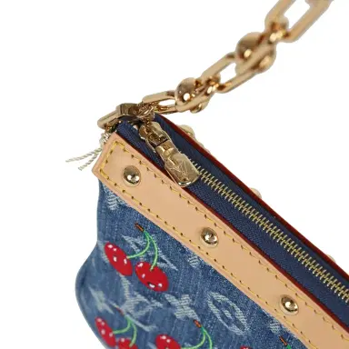 Louis Vuitton Louis Vuitton X Takashi Murakami Cherry Pochette Accessories Denim Monogram Gold Hardware | Thumbnail 9