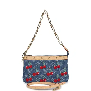 Louis Vuitton Louis Vuitton X Takashi Murakami Cherry Pochette Accessories Denim Monogram Gold Hardware | Thumbnail 1