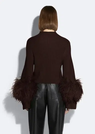 Lapointe Merino Mock Neck Sweater With Feathers | Thumbnail 2
