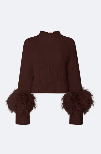 Lapointe Merino Mock Neck Sweater With Feathers | Thumbnail 3