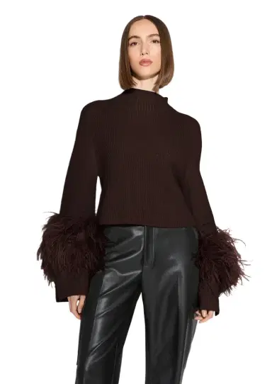 Lapointe Merino Mock Neck Sweater With Feathers | Thumbnail 1