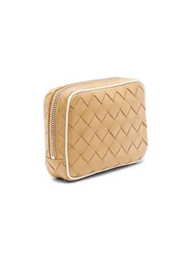 Bottega Veneta Men's Getaway Teen Intrecciato Zip Pouch - Dark Praline White | Thumbnail 4