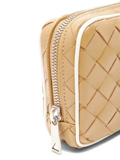 Bottega Veneta Men's Getaway Teen Intrecciato Zip Pouch - Dark Praline White | Thumbnail 5