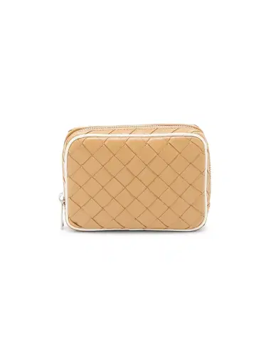 Bottega Veneta Men's Getaway Teen Intrecciato Zip Pouch - Dark Praline White | Thumbnail 1