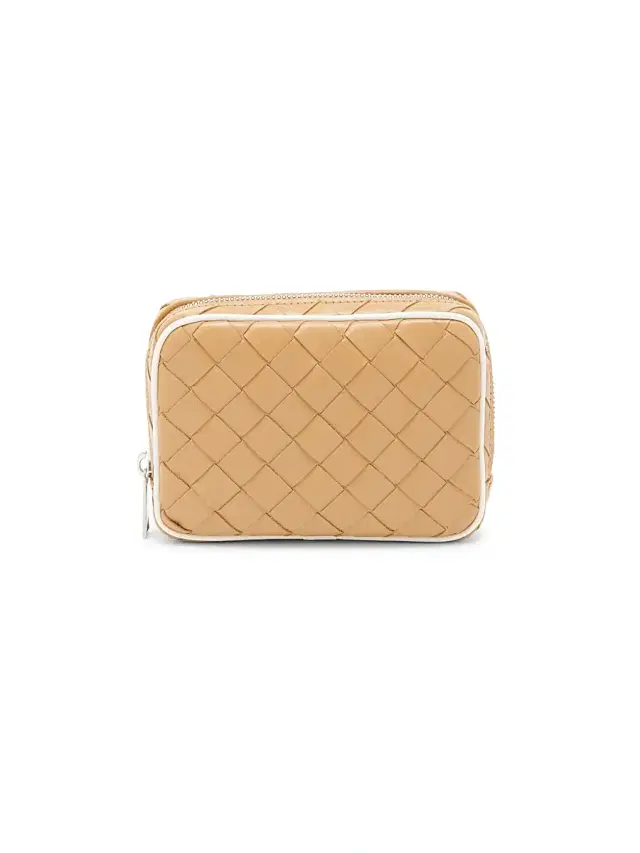 Men's Getaway Teen Intrecciato Zip Pouch - Dark Praline White Men's Getaway Teen Intrecciato Zip Pouch - Dark Praline White