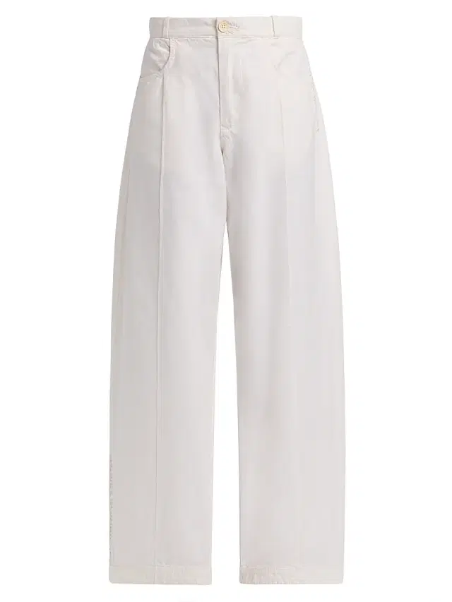The Elder Statesman Women's Bender Cotton Chino Pants - Worn Off White