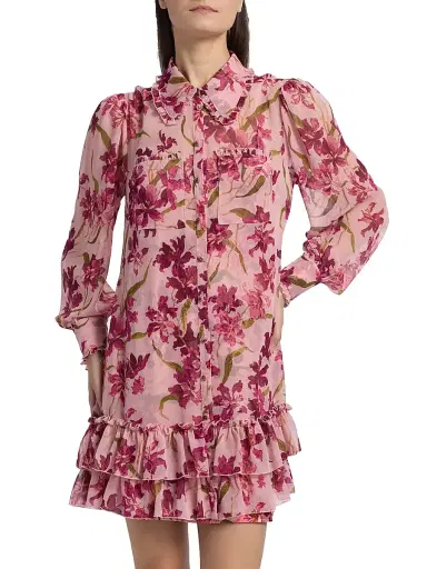 Cinq à Sept Women's Lupetto Trailing Hibiscus Minidress | Thumbnail 3