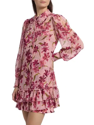 Cinq à Sept Women's Lupetto Trailing Hibiscus Minidress | Thumbnail 4
