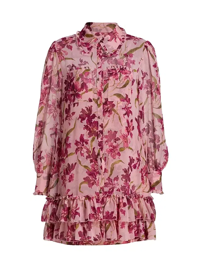 Cinq à Sept Women's Lupetto Trailing Hibiscus Minidress - Blush Petal Multi