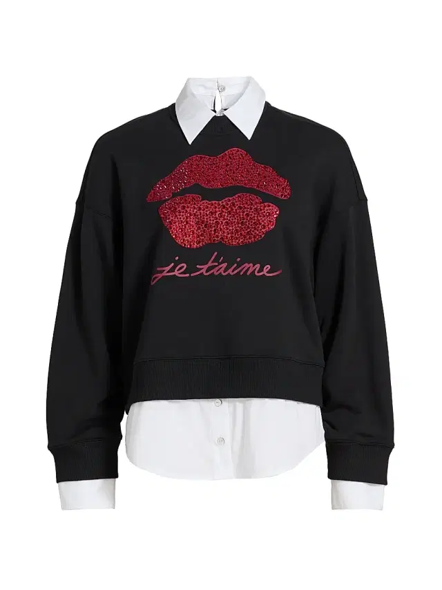 Cinq à Sept Women's Je Taime Justina Layered Sweater - Black Rosewood