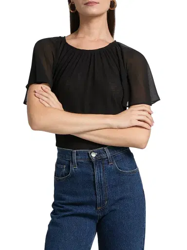 Veronica Beard Women's Arisa Mixed Media Top | Thumbnail 3 Veronica Beard Women's Arisa Mixed Media Top | Thumbnail 3