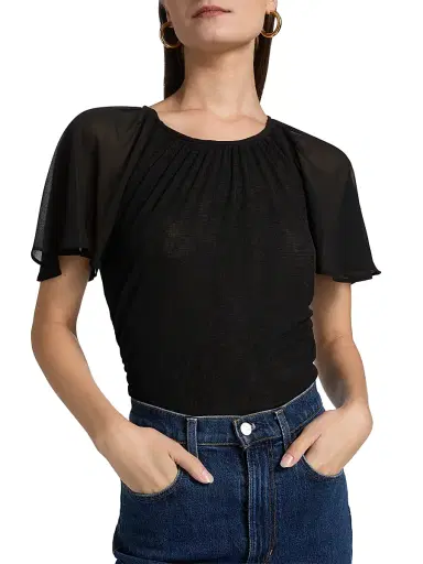 Veronica Beard Women's Arisa Mixed Media Top | Thumbnail 6 Veronica Beard Women's Arisa Mixed Media Top | Thumbnail 6