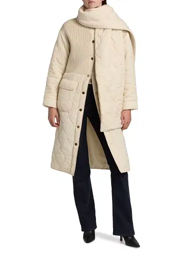 Ramy Brook Women's Melaine Quilted Rib-Knit Scarf Coat - Bone | Thumbnail 2