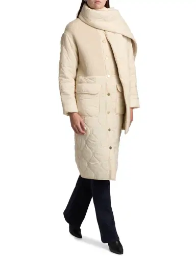Ramy Brook Women's Melaine Quilted Rib-Knit Scarf Coat - Bone | Thumbnail 3