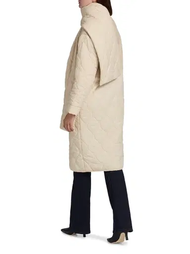 Ramy Brook Women's Melaine Quilted Rib-Knit Scarf Coat - Bone | Thumbnail 4