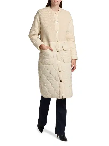 Ramy Brook Women's Melaine Quilted Rib-Knit Scarf Coat - Bone | Thumbnail 5