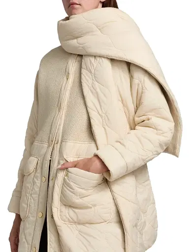 Ramy Brook Women's Melaine Quilted Rib-Knit Scarf Coat - Bone | Thumbnail 6