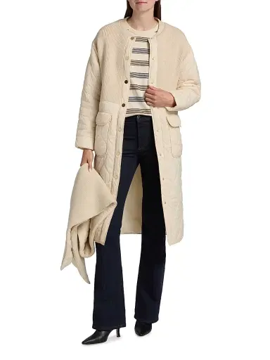 Ramy Brook Women's Melaine Quilted Rib-Knit Scarf Coat - Bone | Thumbnail 7