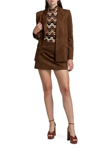Ramy Brook Women's Marilyn Faux-Suede Single-Breasted Blazer - Coffee | Thumbnail 2