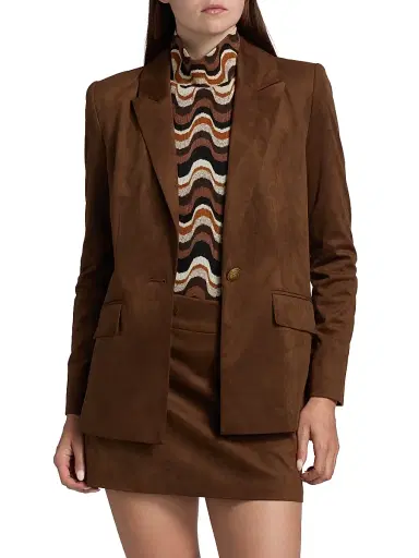 Ramy Brook Women's Marilyn Faux-Suede Single-Breasted Blazer - Coffee | Thumbnail 3