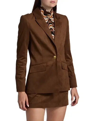 Ramy Brook Women's Marilyn Faux-Suede Single-Breasted Blazer - Coffee | Thumbnail 4