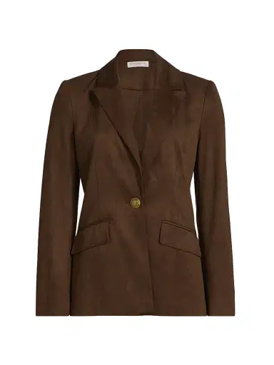Ramy Brook Women's Marilyn Faux-Suede Single-Breasted Blazer - Coffee | Thumbnail 1