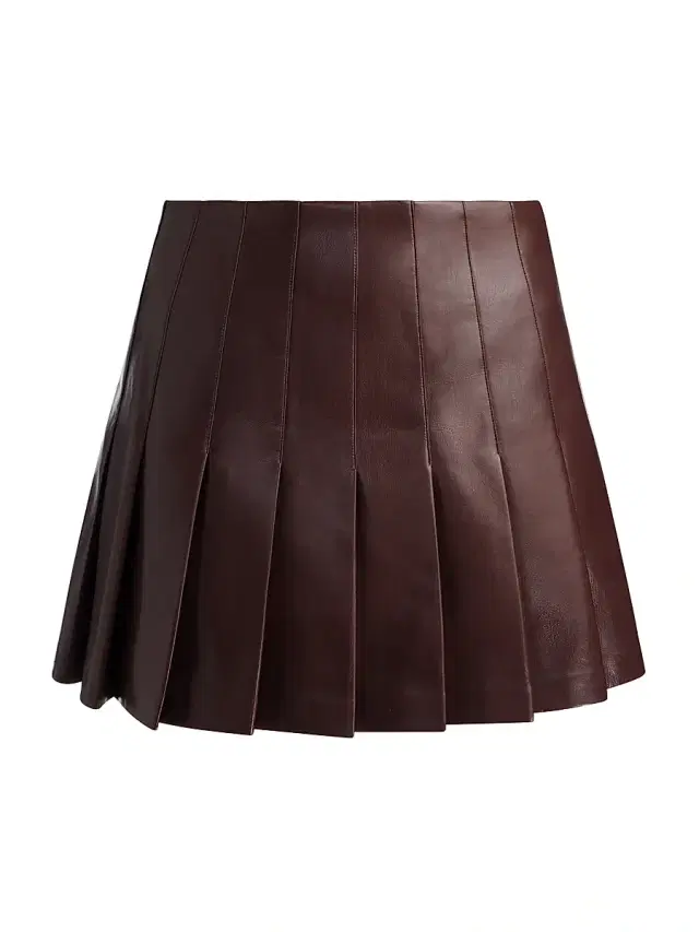 ALICE + OLIVIA Women's Carter Faux Leather Pleated Miniskirt - Dark Chocolate