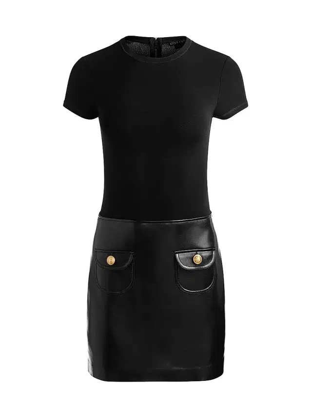 ALICE + OLIVIA Women's Sydney Mix Media Minidress - Black
