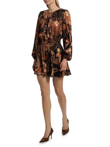 Ramy Brook Women's Gloria Floral Silk Minidress - Boho Brown Combo | Thumbnail 2