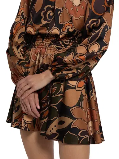 Ramy Brook Women's Gloria Floral Silk Minidress - Boho Brown Combo | Thumbnail 6
