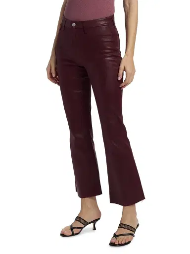 L'AGENCE Women's Kendra Coated Crop Flare Jeans - Deep Mauve Coated | Thumbnail 4