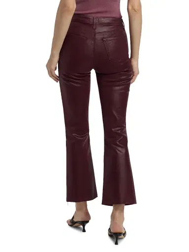 L'AGENCE Women's Kendra Coated Crop Flare Jeans - Deep Mauve Coated | Thumbnail 5