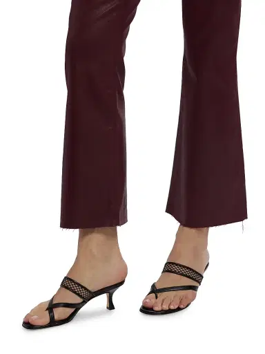 L'AGENCE Women's Kendra Coated Crop Flare Jeans - Deep Mauve Coated | Thumbnail 6