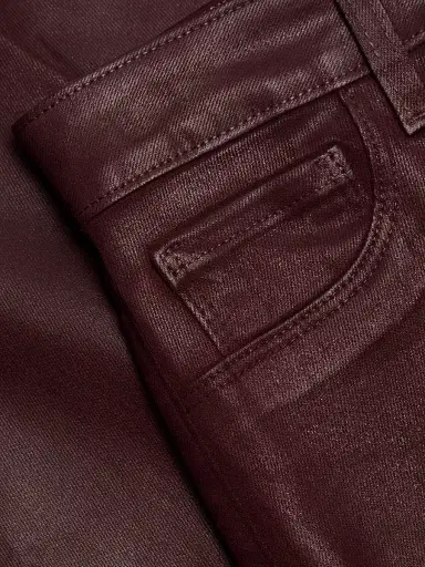 L'AGENCE Women's Kendra Coated Crop Flare Jeans - Deep Mauve Coated | Thumbnail 7