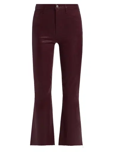L'AGENCE Women's Kendra Coated Crop Flare Jeans - Deep Mauve Coated | Thumbnail 1
