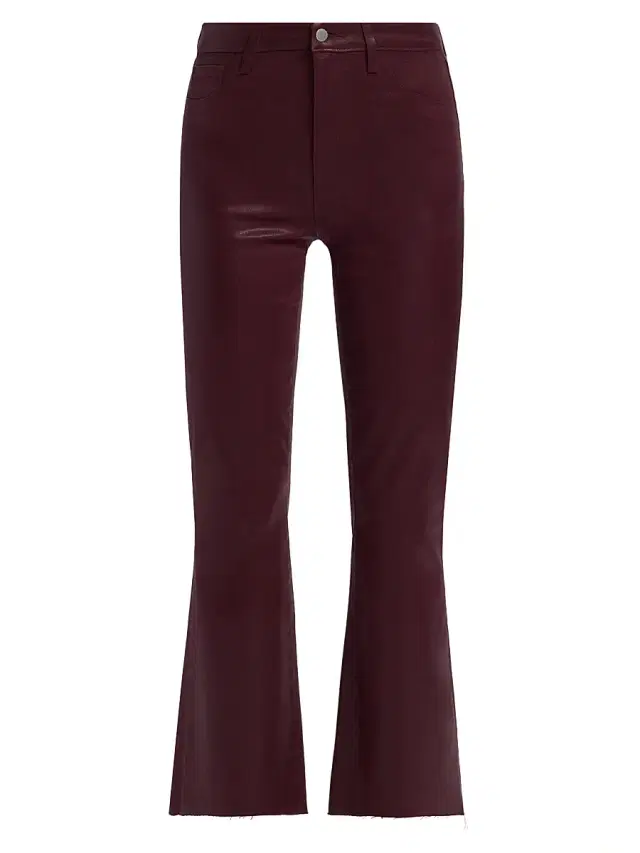 L'AGENCE Women's Kendra Coated Crop Flare Jeans - Deep Mauve Coated