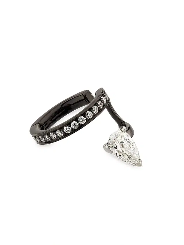 Women's Serti Sur Vide 18K Black Gold & 0.37 TCW Diamond Ear Cuff - Black