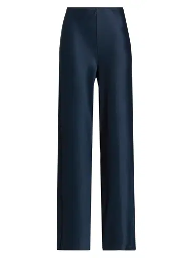 Reformation Women's Gale Satin Mid-Rise Bias Pants - Midnight | Thumbnail 1 Reformation Women's Gale Satin Mid-Rise Bias Pants - Midnight | Thumbnail 1