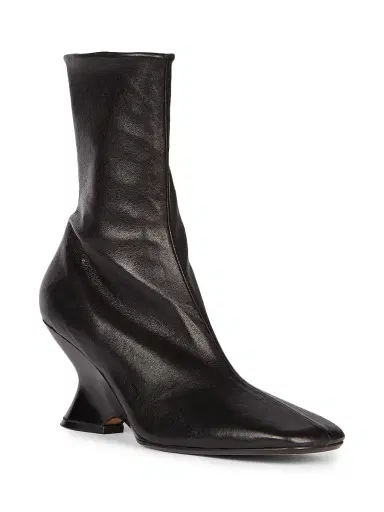 Dries Van Noten Women's Leather Wedge Booties - Black - Size 6.5 | Thumbnail 2